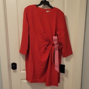 Red Dress With Faux Wrap Detail By Tuckernuck